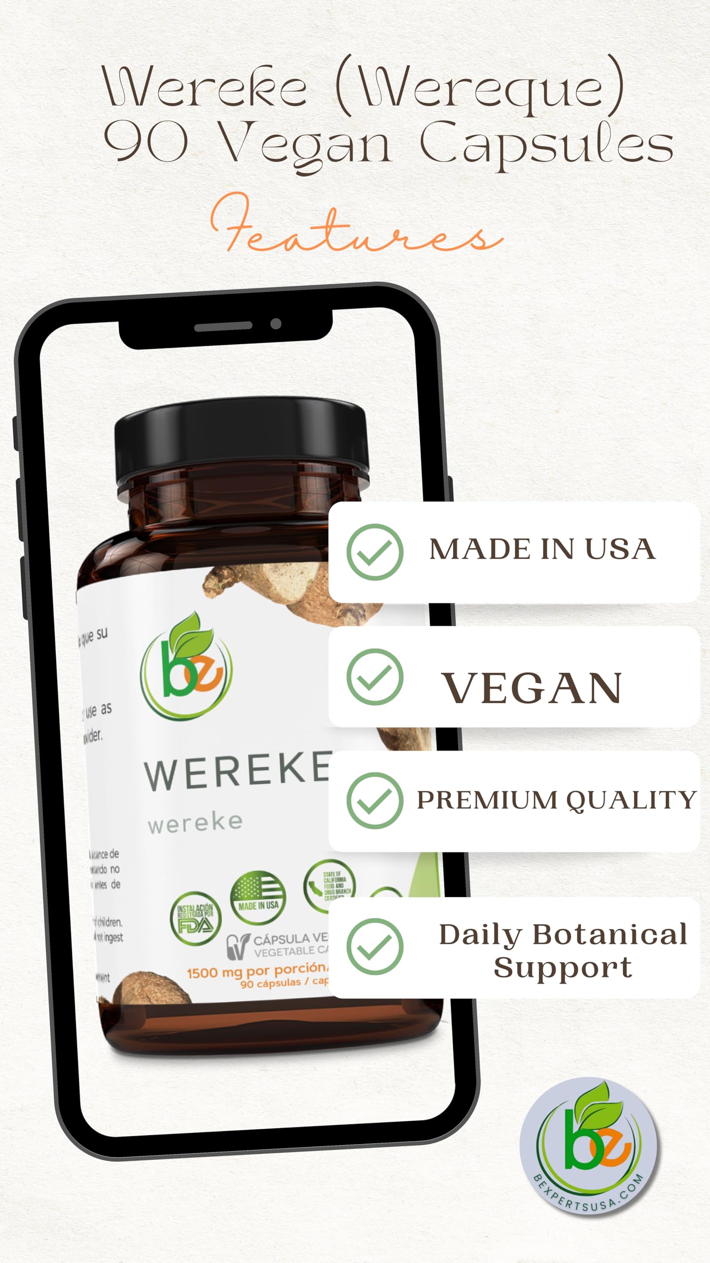 Vegan Wereke Root capsules support plant-based wellness.