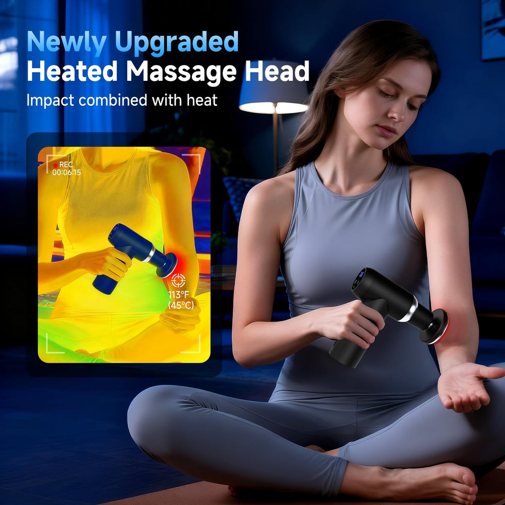 Beyn fascia gun with six heads targets different muscle groups for tailored relief