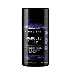 BEYOND RAW Anabolic Sleep bottle showing dual-release formula for restful nights.