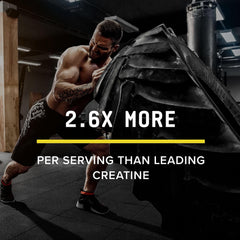 Label close-up of BEYOND RAW Creatine HCl powder highlighting its high-purity formula.