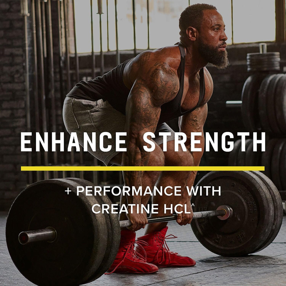 BEYOND RAW Creatine HCl powder being poured into a shaker for quick use.