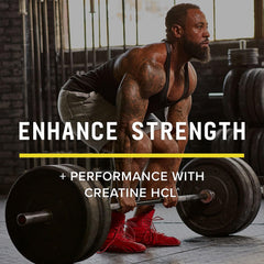 BEYOND RAW Creatine HCl powder being poured into a shaker for quick use.