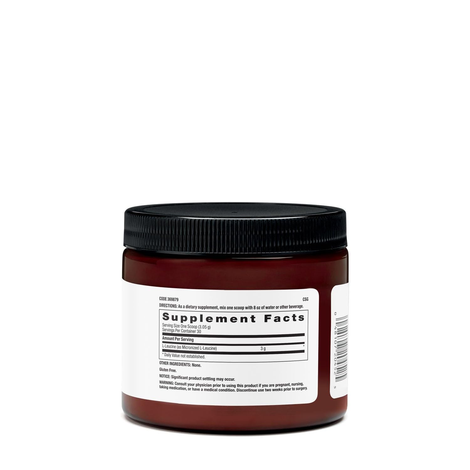 Beyond Raw L-Leucine powder scoop ready to blend into a workout drink