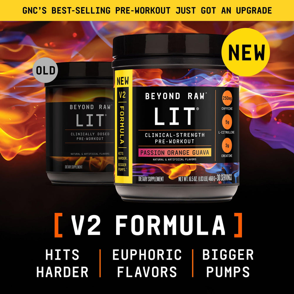 Pouring Beyond Raw LIT V2 powder into liquid for quick-mix energizing pre-workout