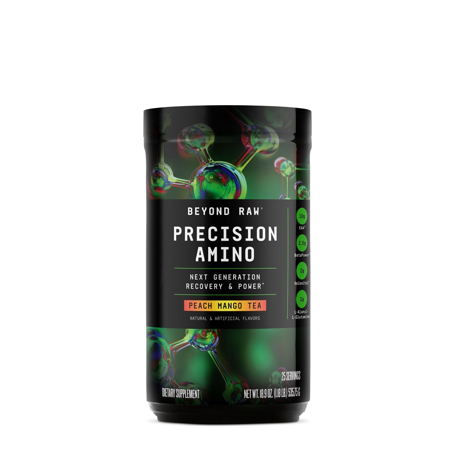 BEYOND RAW Precision Amino bottle shown for hydration and recovery support.
