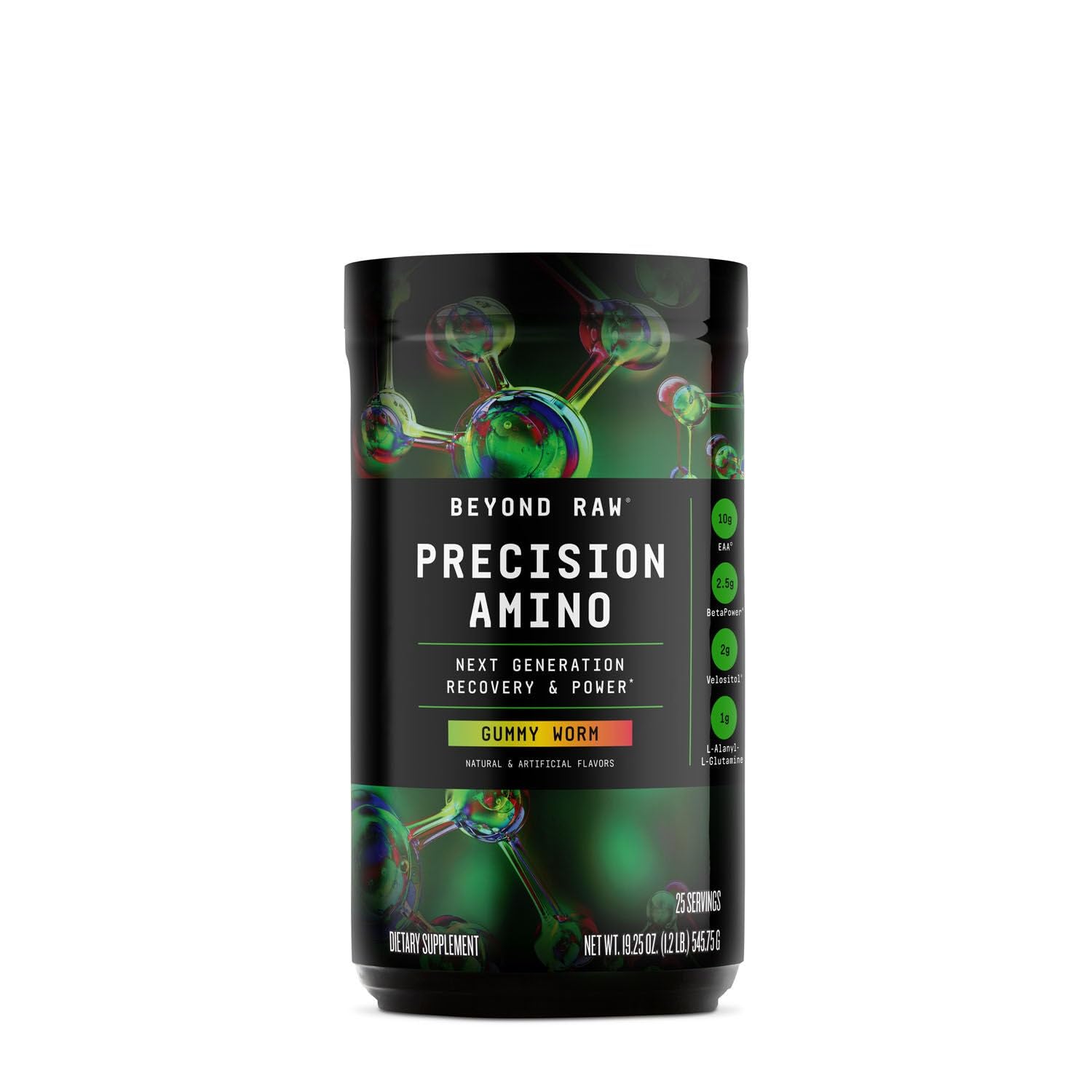 Beyond Raw Precision Amino gummy worm bottle supports recovery and hydration
