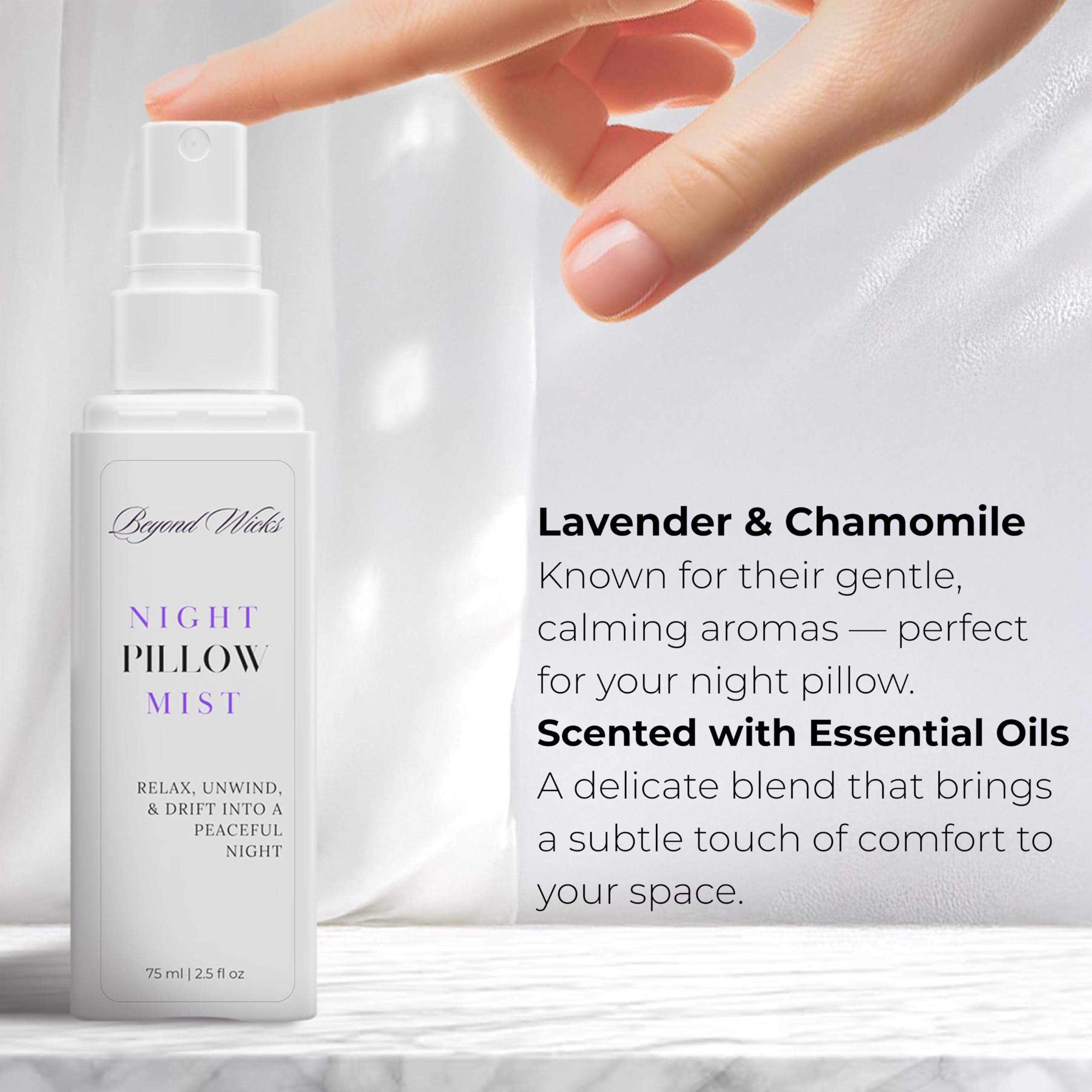 Beyond Wicks lavender chamomile flowers hint at natural fragrance for relaxing evenings