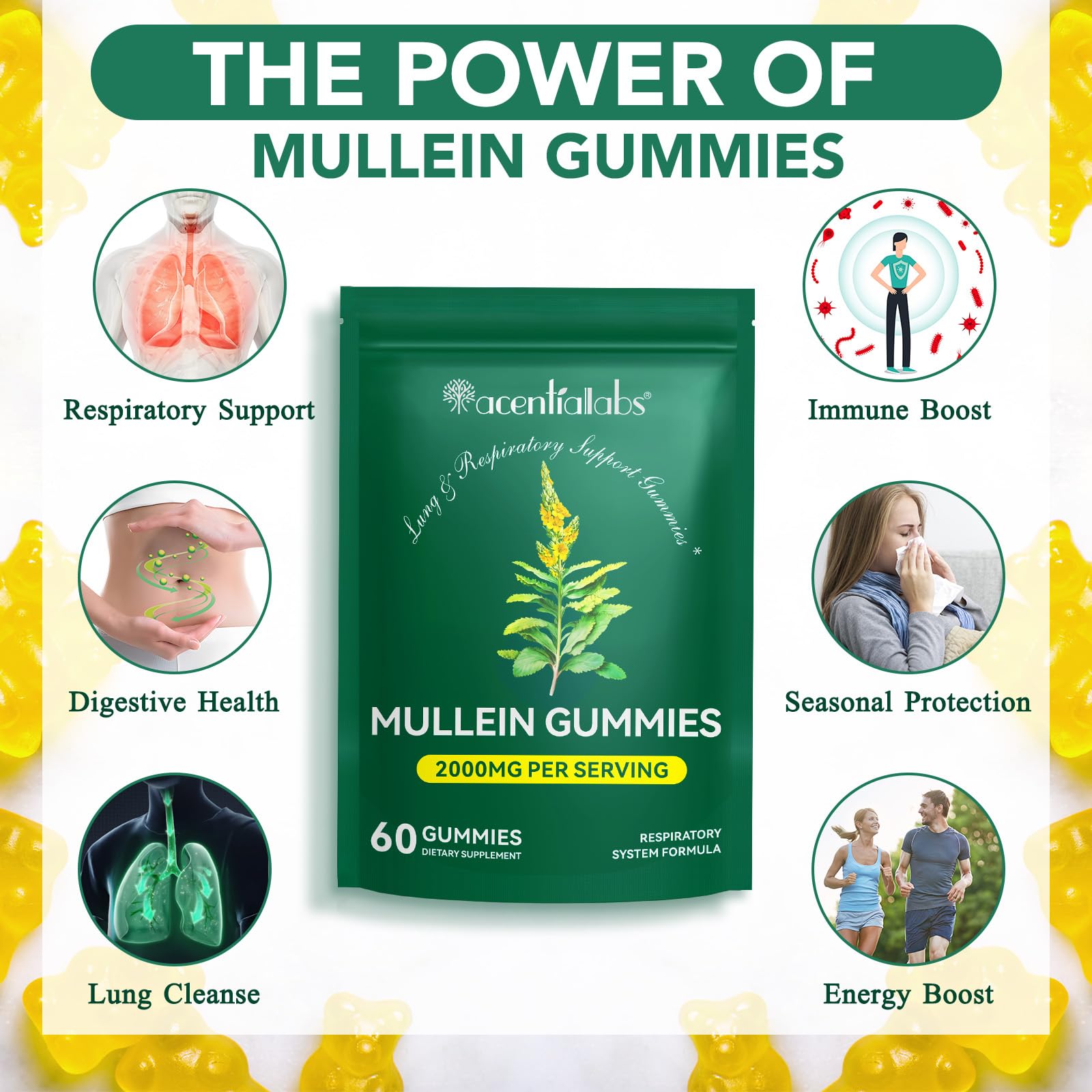 Beyxdu Mullein Gummies serving image illustrating daily dose.
