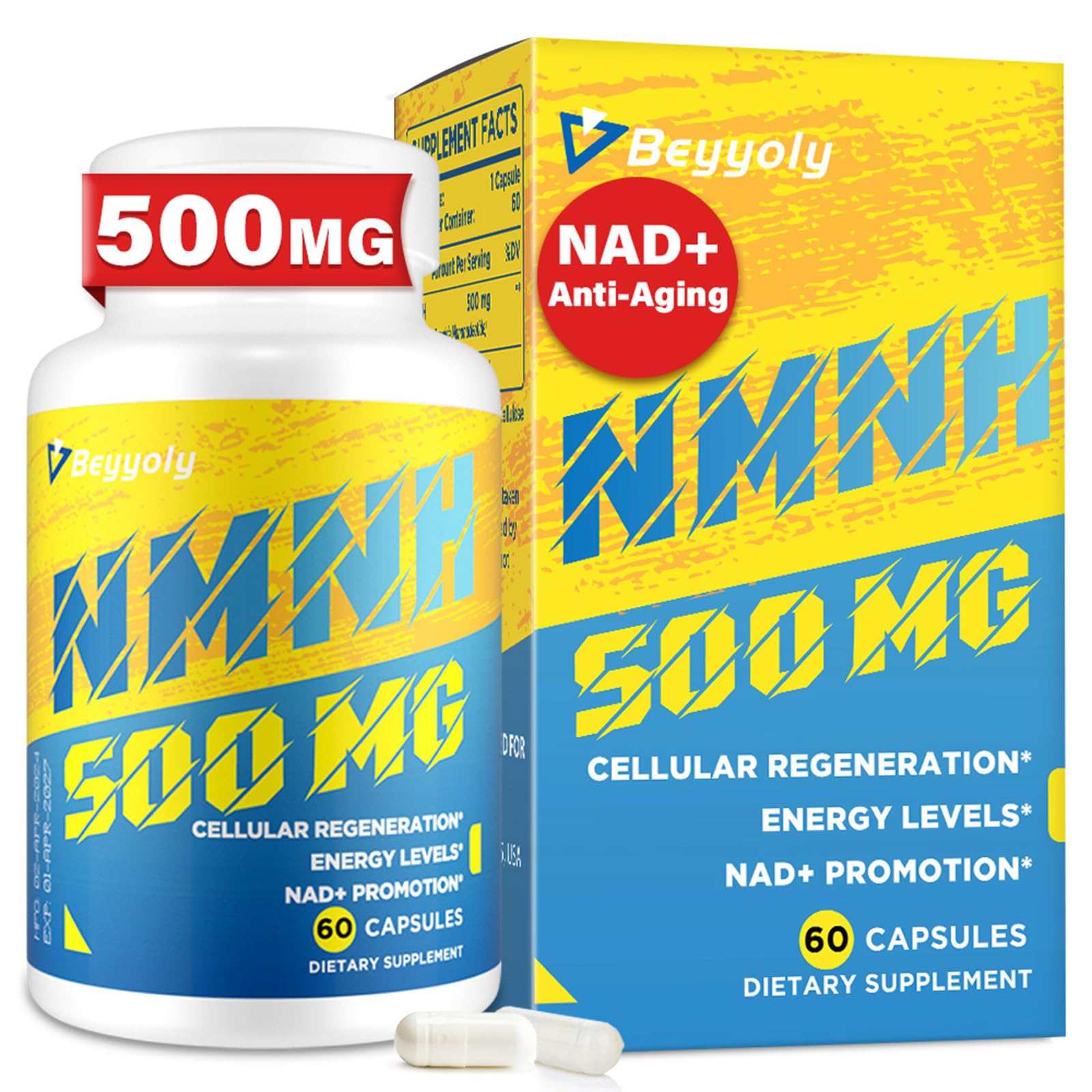Beyyoly NMNH bottle front for daily wellness and easy supplementation