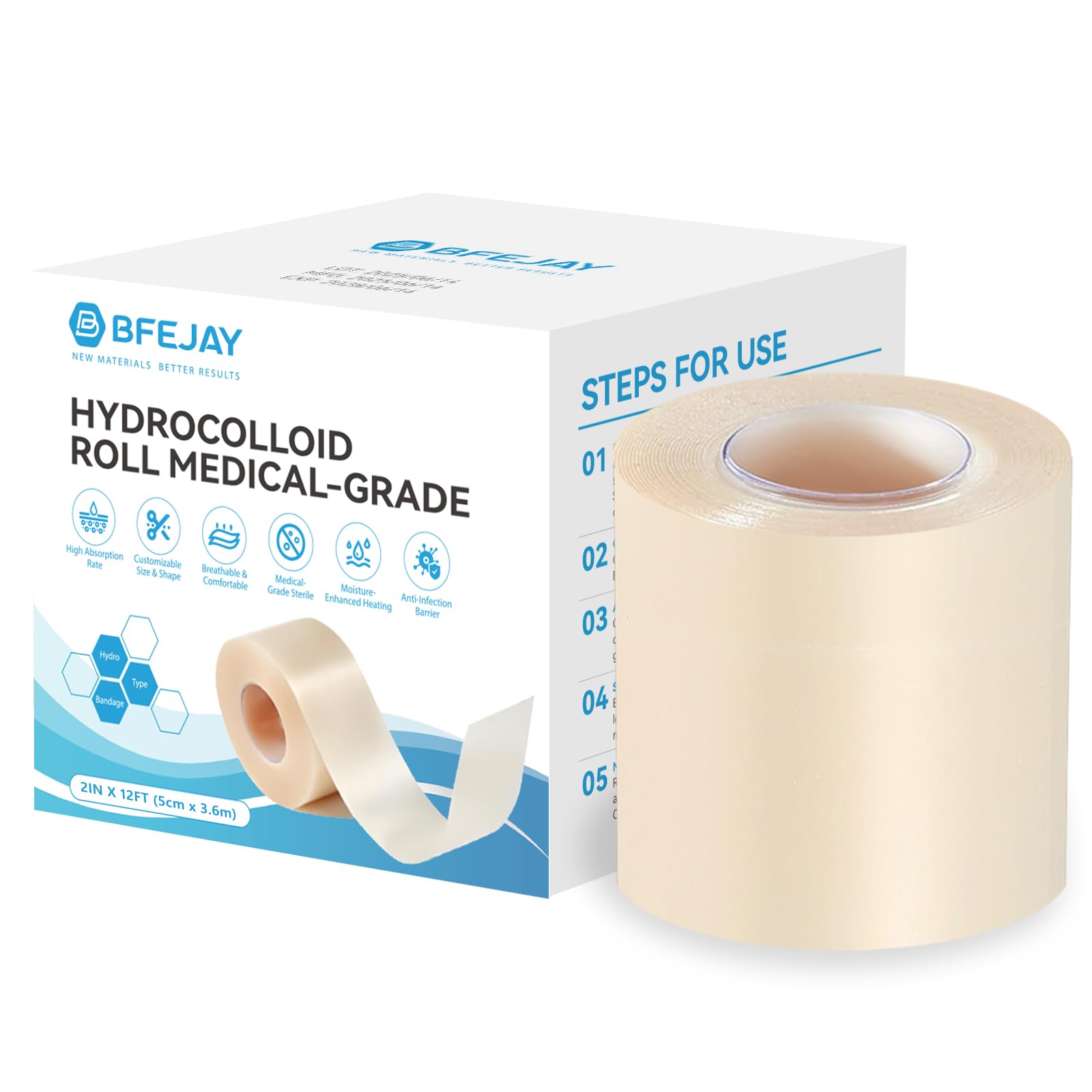 BFEJAY hydrocolloid roll cut-to-size for customized wound coverage.