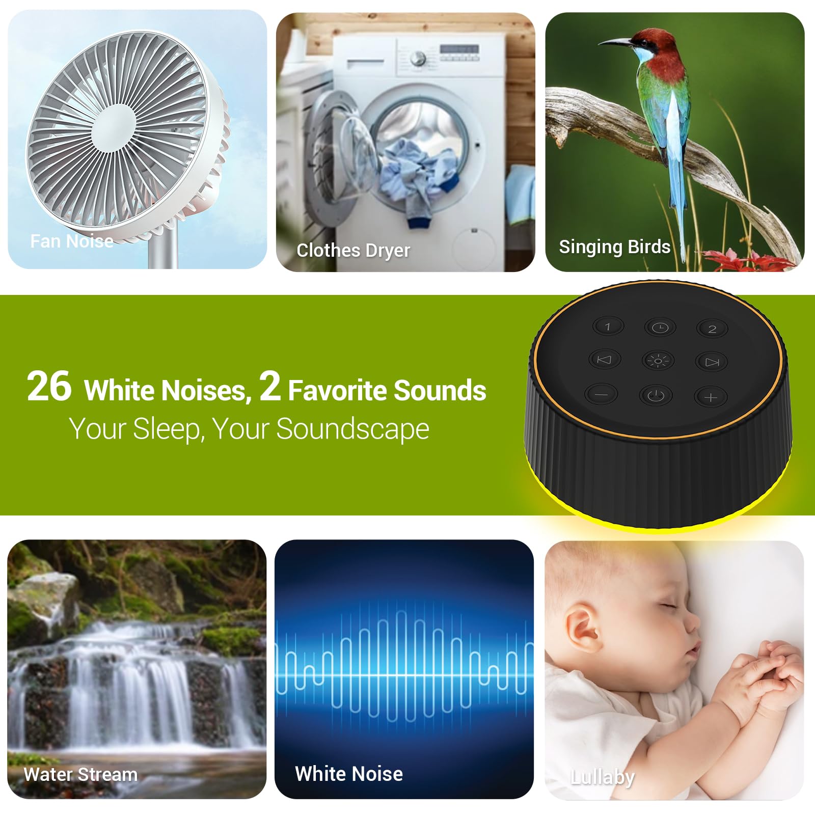 BGOVERSS 26-sound library for varied sleep routines and relaxation
