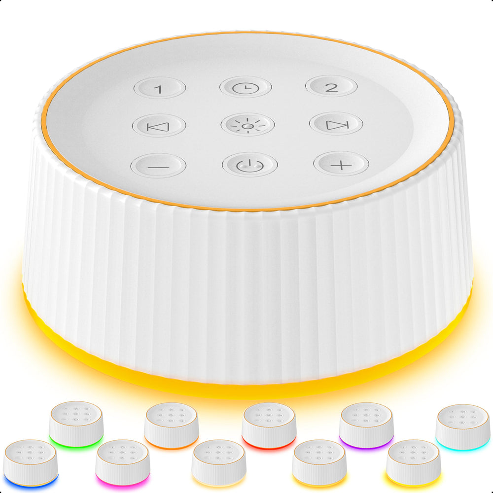 BGOVERSS sound machine in a compact portable design for travel and sleep routines.