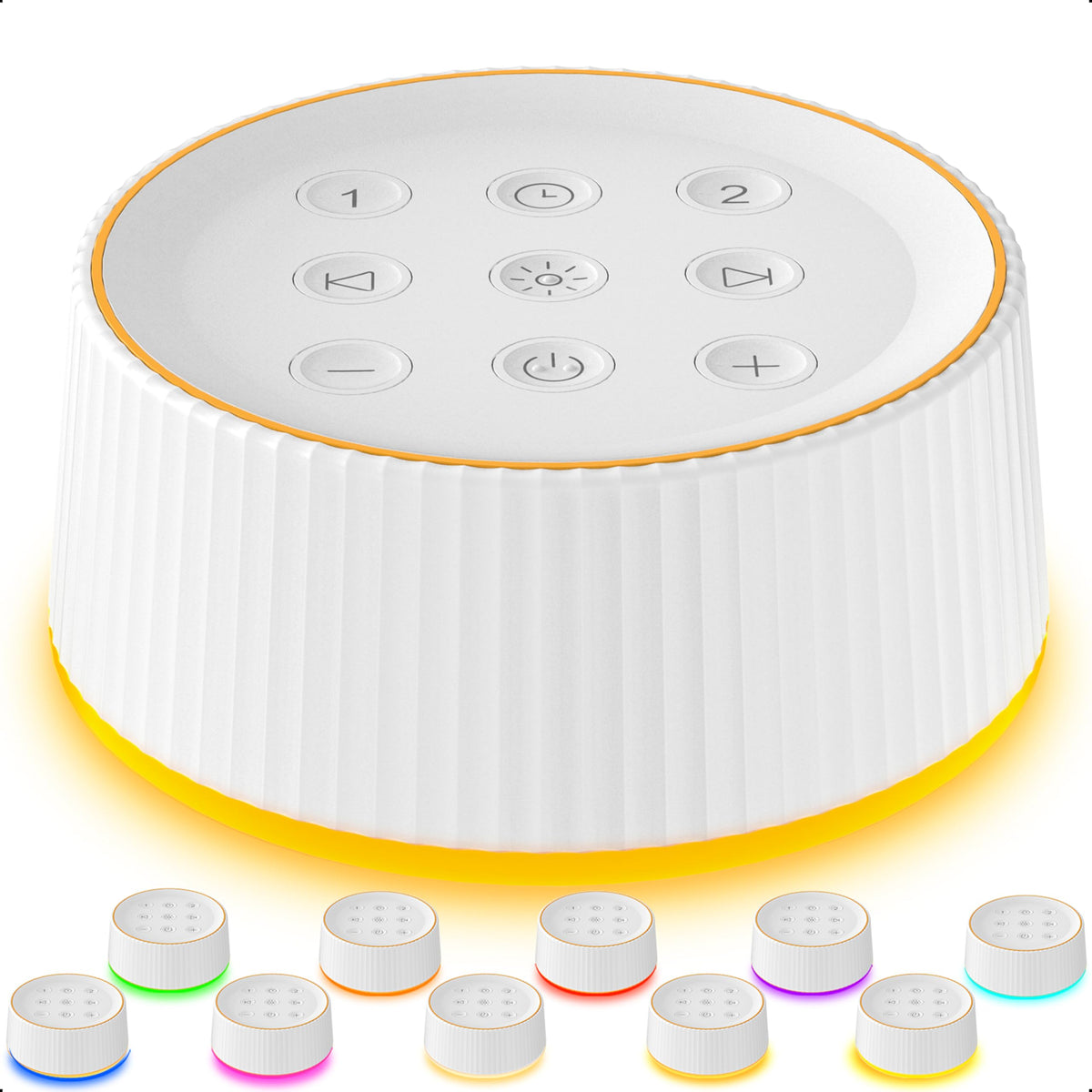 BGOVERSS sound machine in a compact portable design for travel and sleep routines.