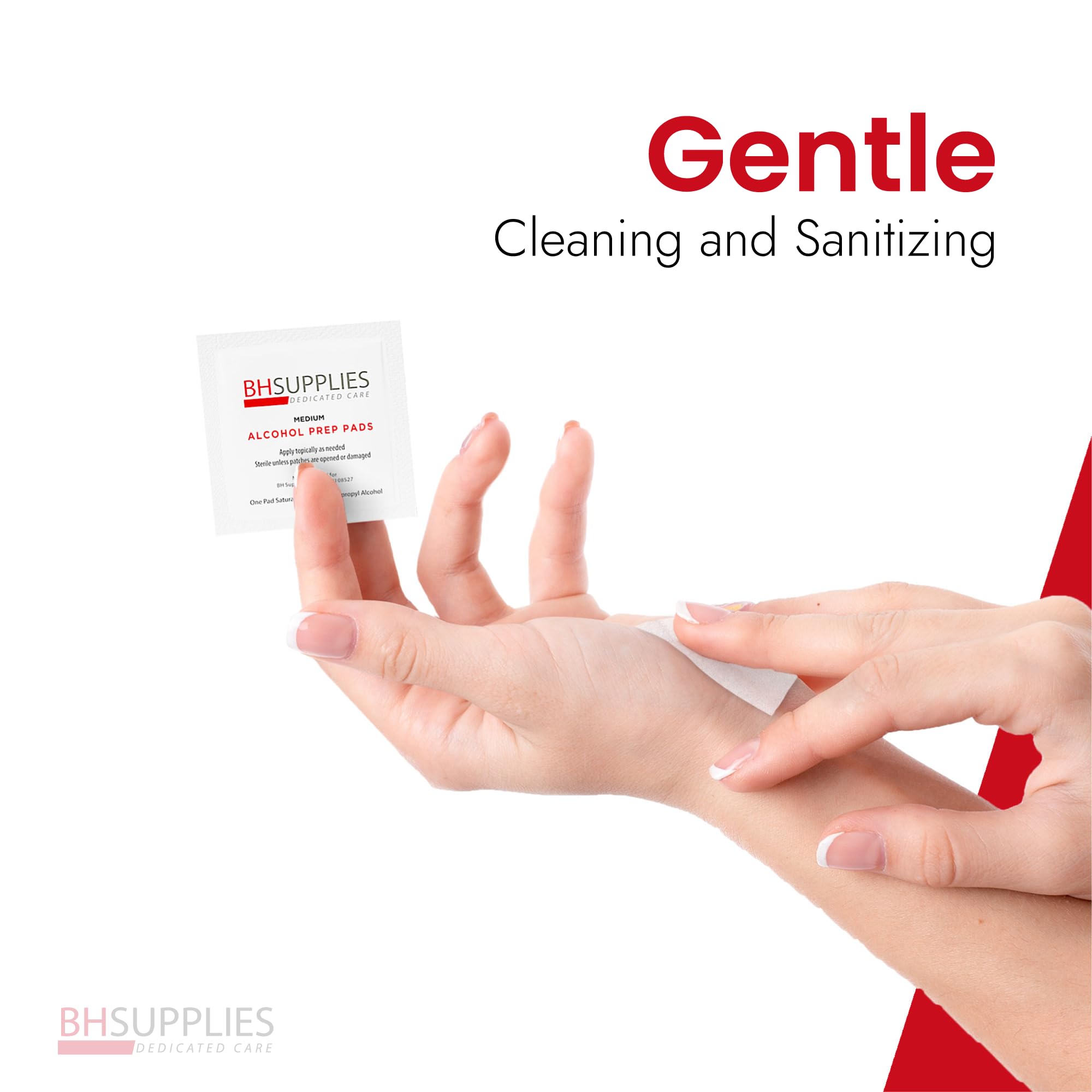 BH Supplies 100-pack medical grade pads for ready-to-use cleanliness.