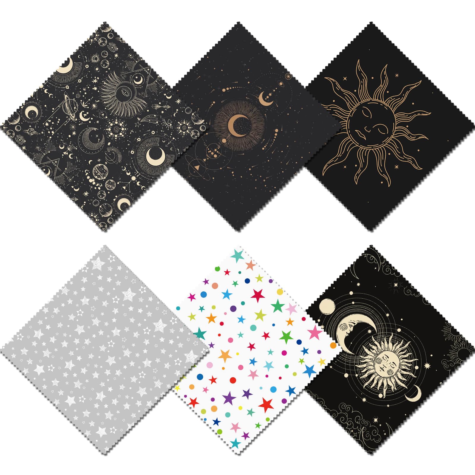 BHAHB 6 PCS glasses cleaning cloths with Sun Moon Star pattern for quick lens cleaning.
