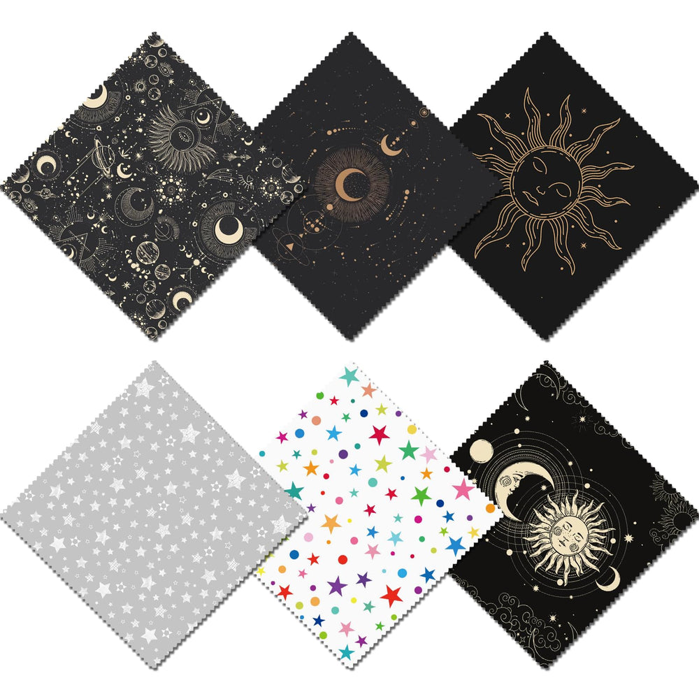 BHAHB 6 PCS glasses cleaning cloths with Sun Moon Star pattern for quick lens cleaning.