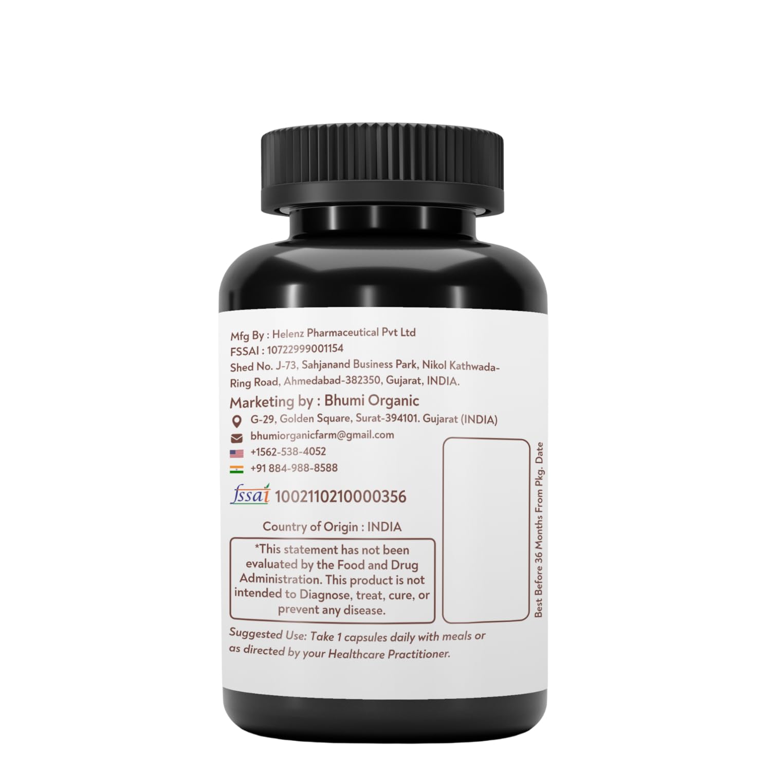 Bhumi dosage guide image with simple steps to take with meals.