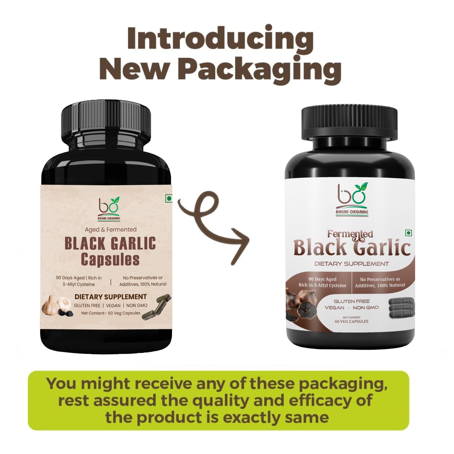 Bhumi Organic capsules closeup showing easy-to-take veg capsules.