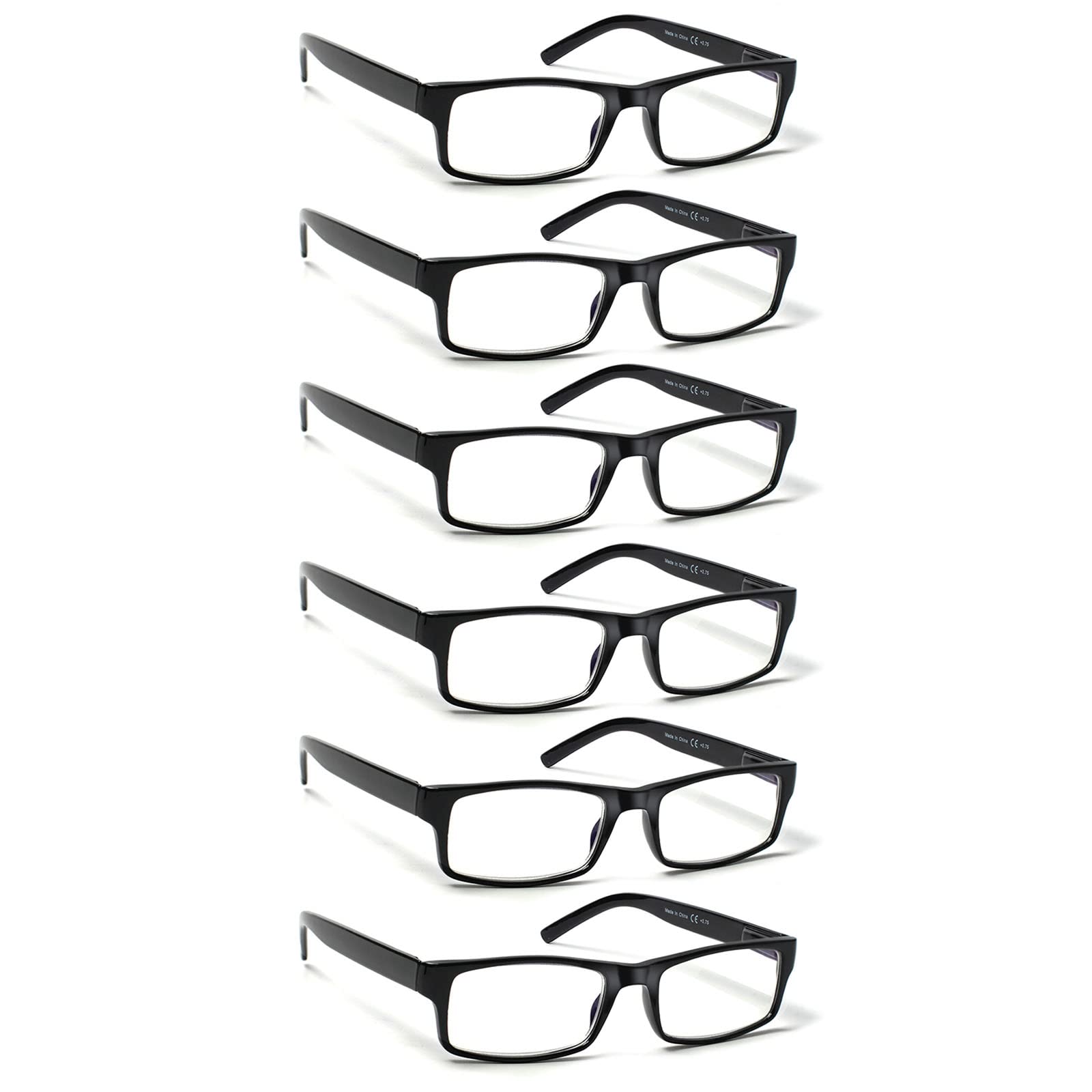 BIENCOOL 6-pack black-frame reading glasses for versatile daily use.