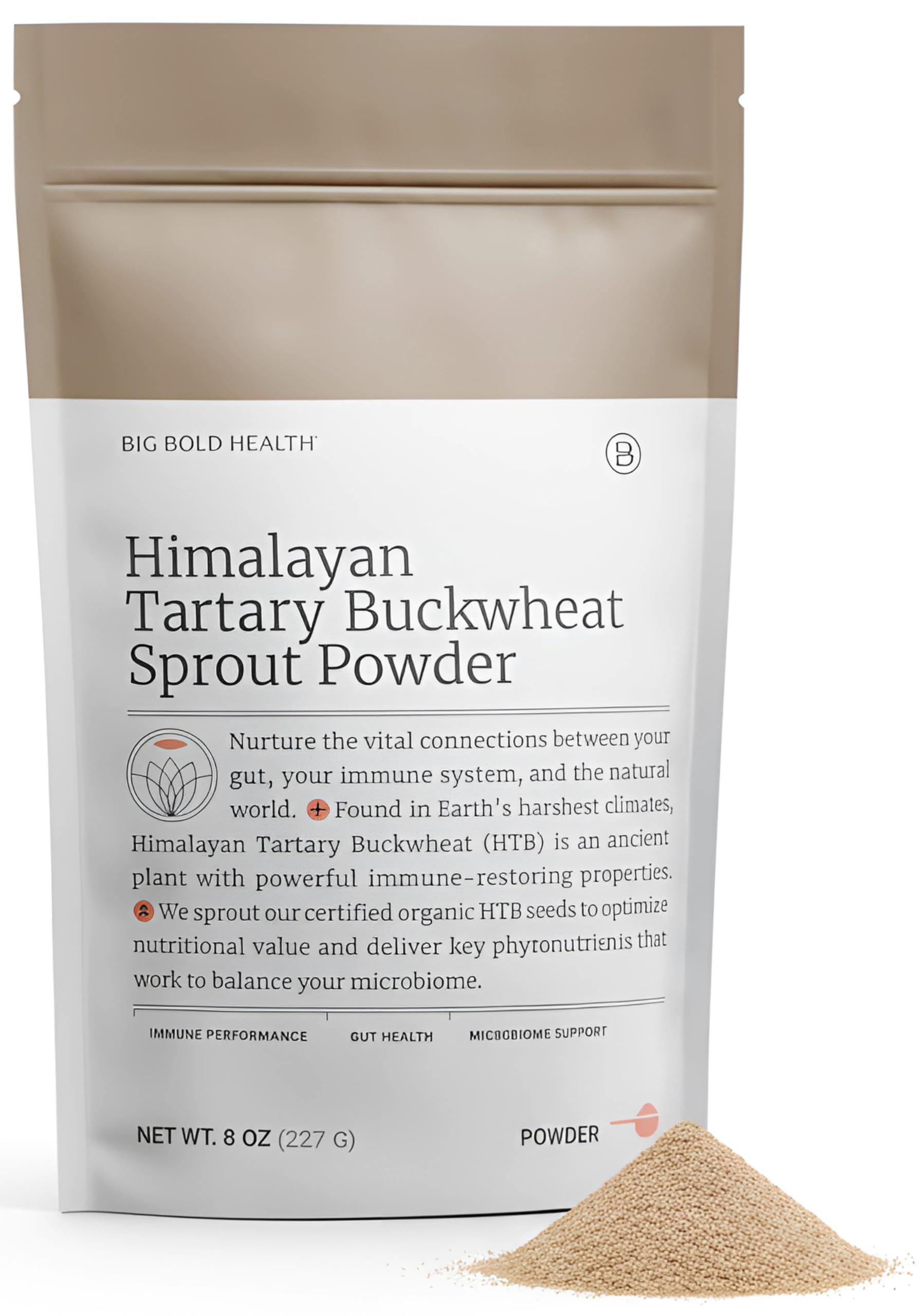 Big Bold Health Himalayan Tartary Buckwheat Sprout Powder bag for daily immune-support nutrition.