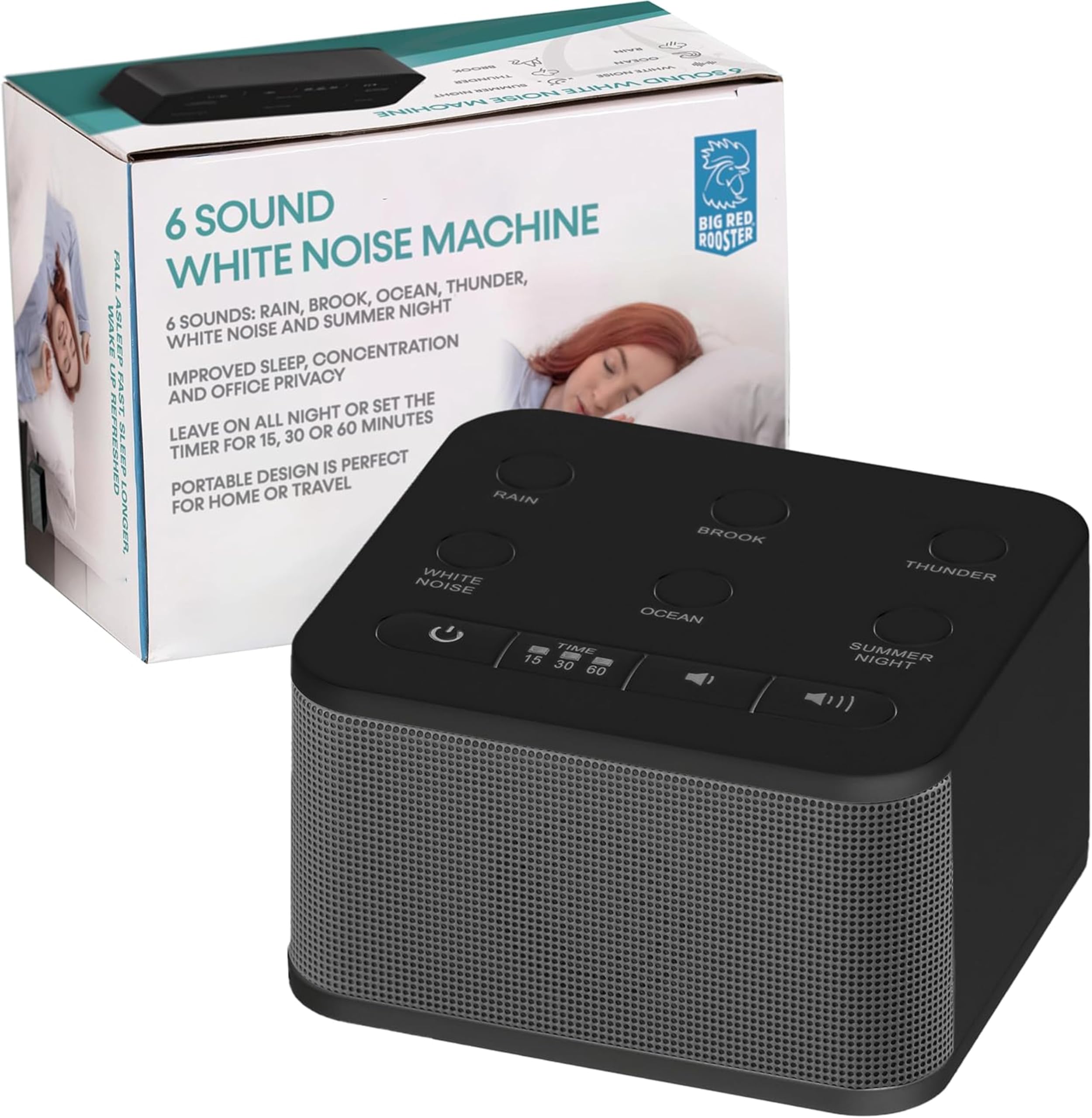 Big Red Rooster Sound Machine rain sound for sleep and focus.