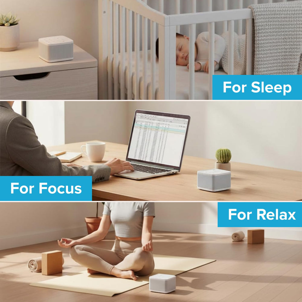 Big Red Rooster white noise machine with Bluetooth and USB for flexible playback.