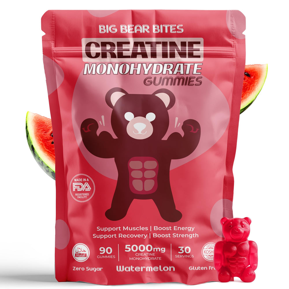Big Bear Bites Creatine Gummies Watermelon serving for daily workout support