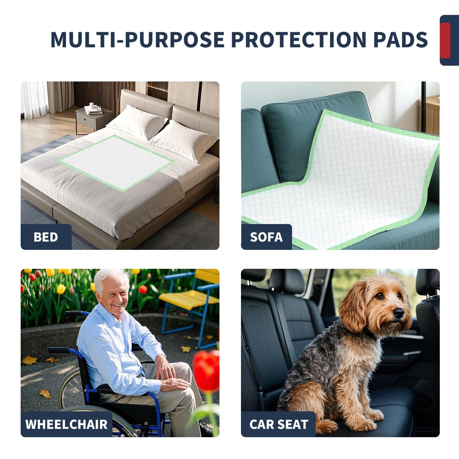 BIGGMED bed pads suitable for adults, elderly, and kids, reducing mess.