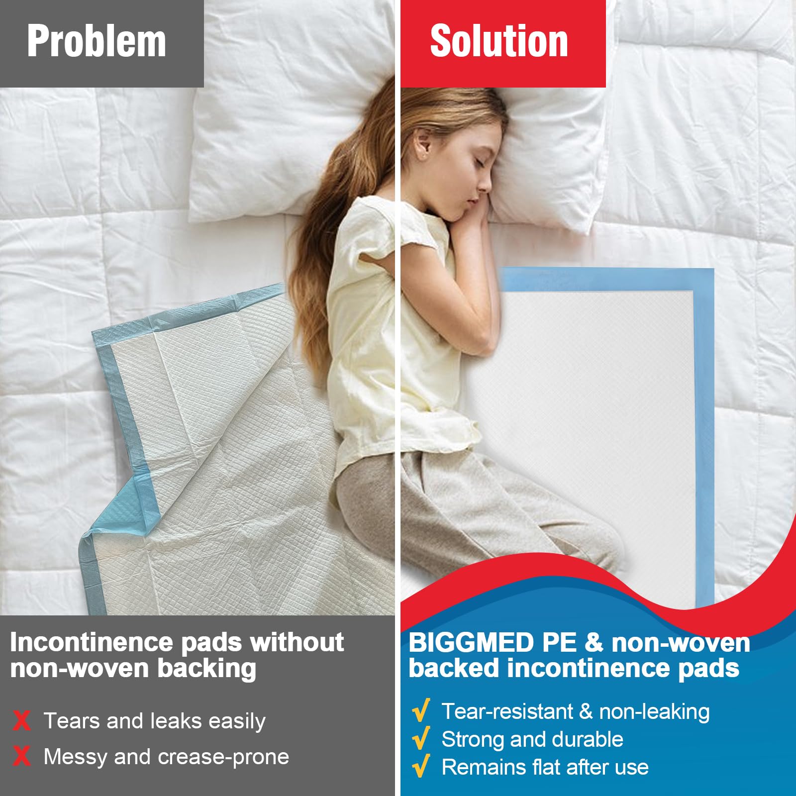 BIGGMED pads are suitable for home, hospital, and hospice care settings.