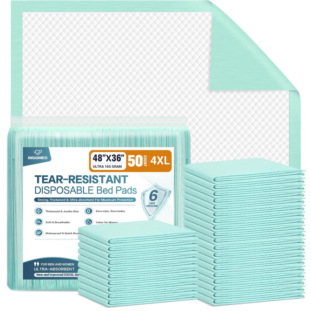 BIGGMED tear-resistant bed pad with 36x48 inch coverage protects bedding