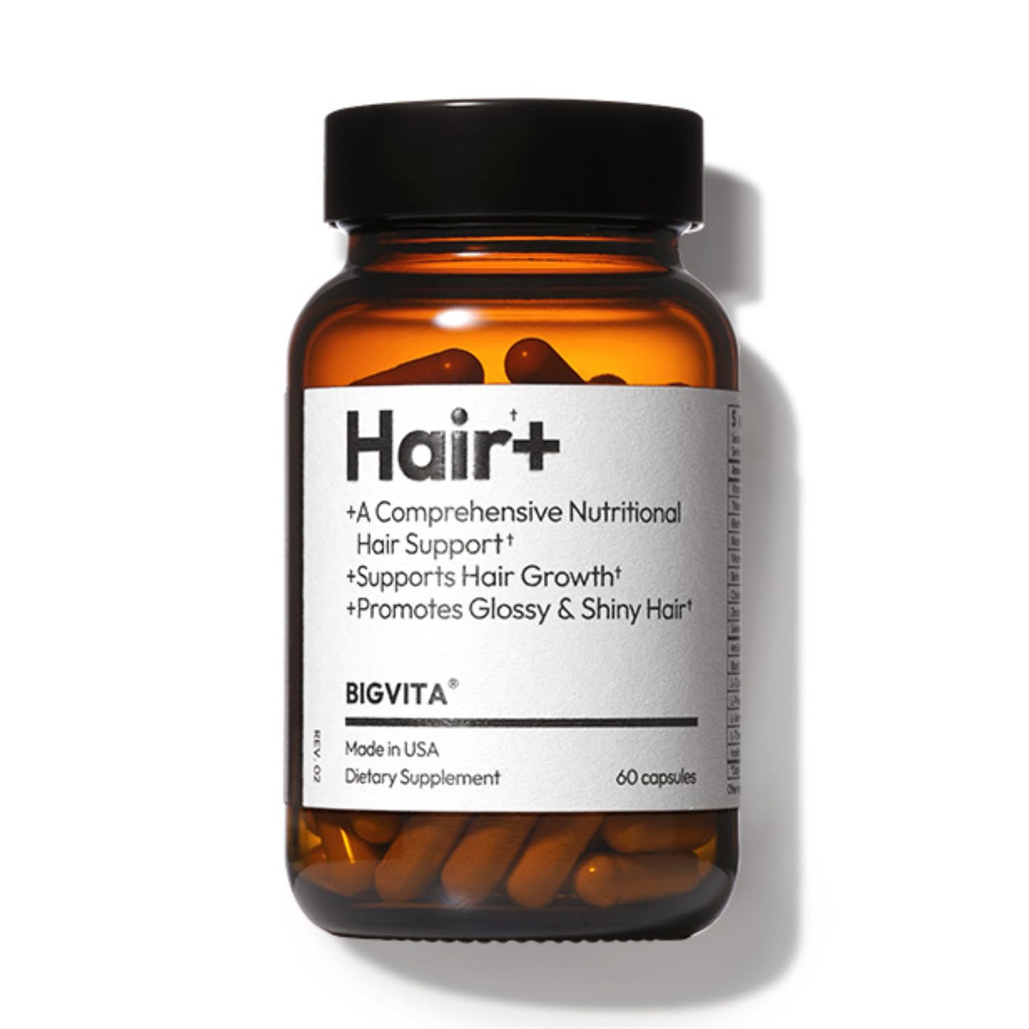 BIGVITA Hair Growth Supplement bottle front view for branding and product focus.