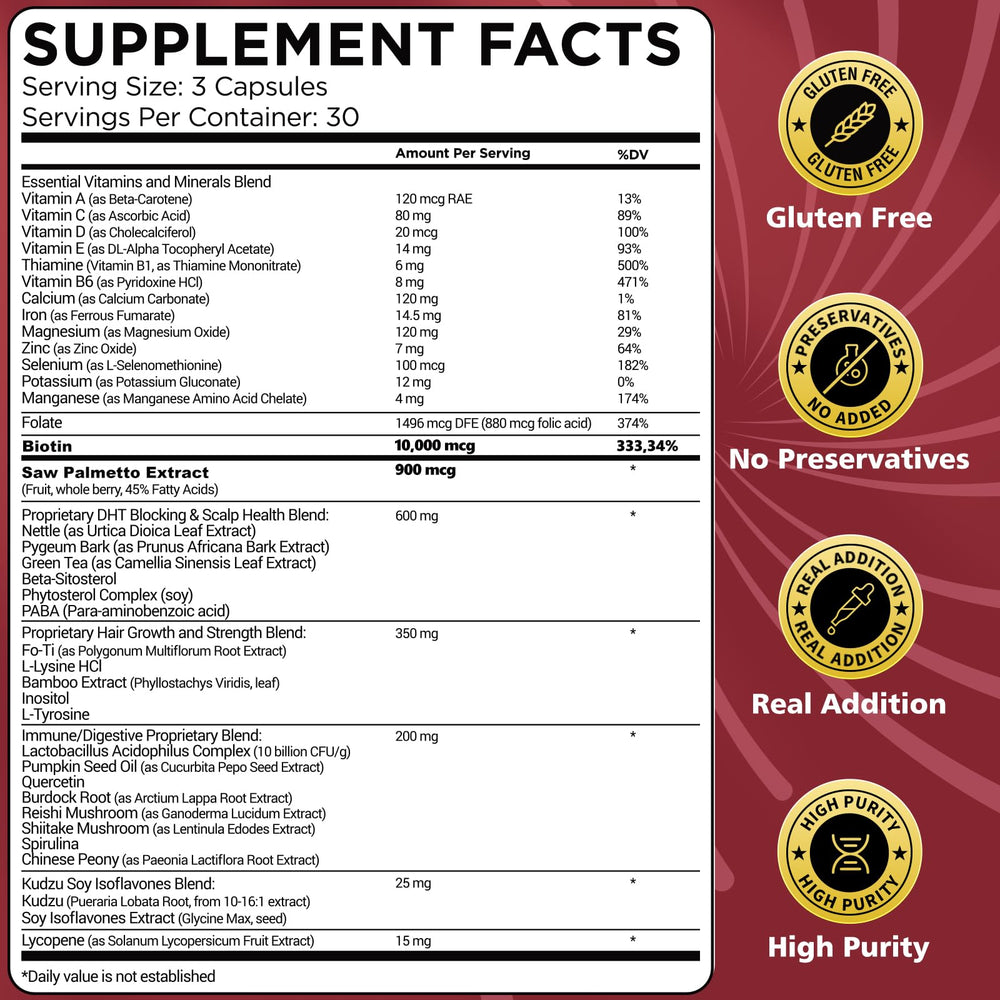 BIKAYALUE bottle label emphasizing hair health blend and ingredients