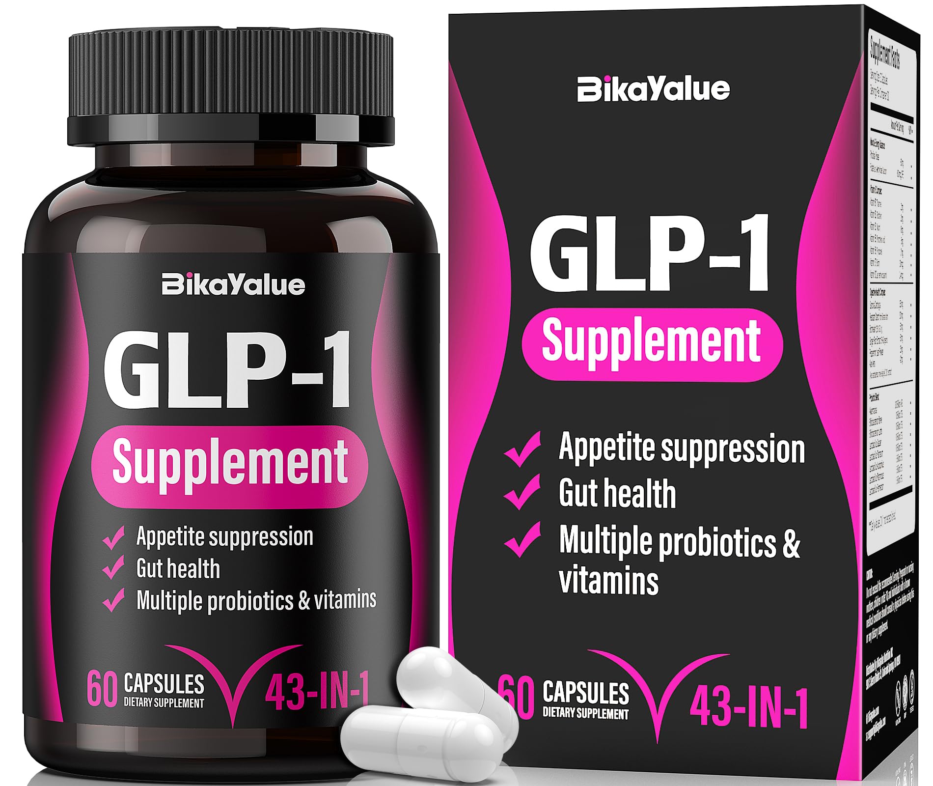 BIKAYALUE GLP-1 bottle front offers sleek packaging with metabolic support potential