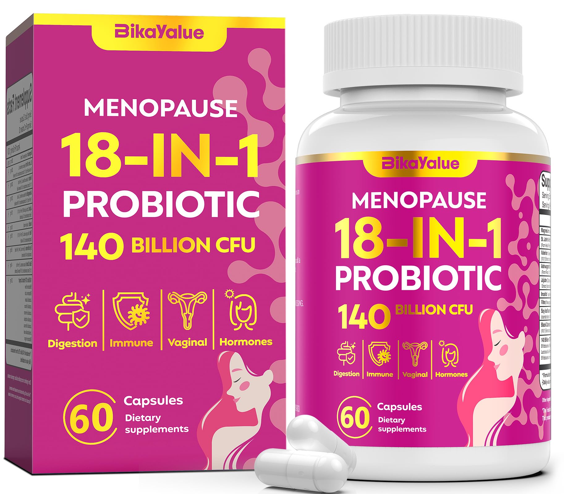 BIKAYALUE menopause bottle front view signals daily balance support