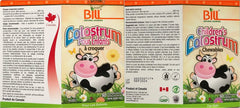 Bill Natural Sources Children's Colostrum chewables closeup; easy-to-chew texture for daily use.