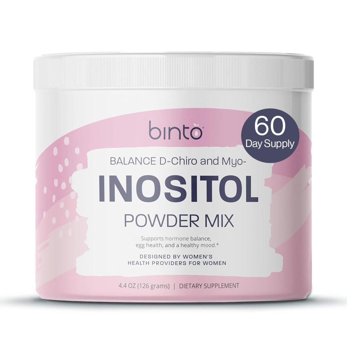 Binto Inositol powder tub for daily hormonal balance support.