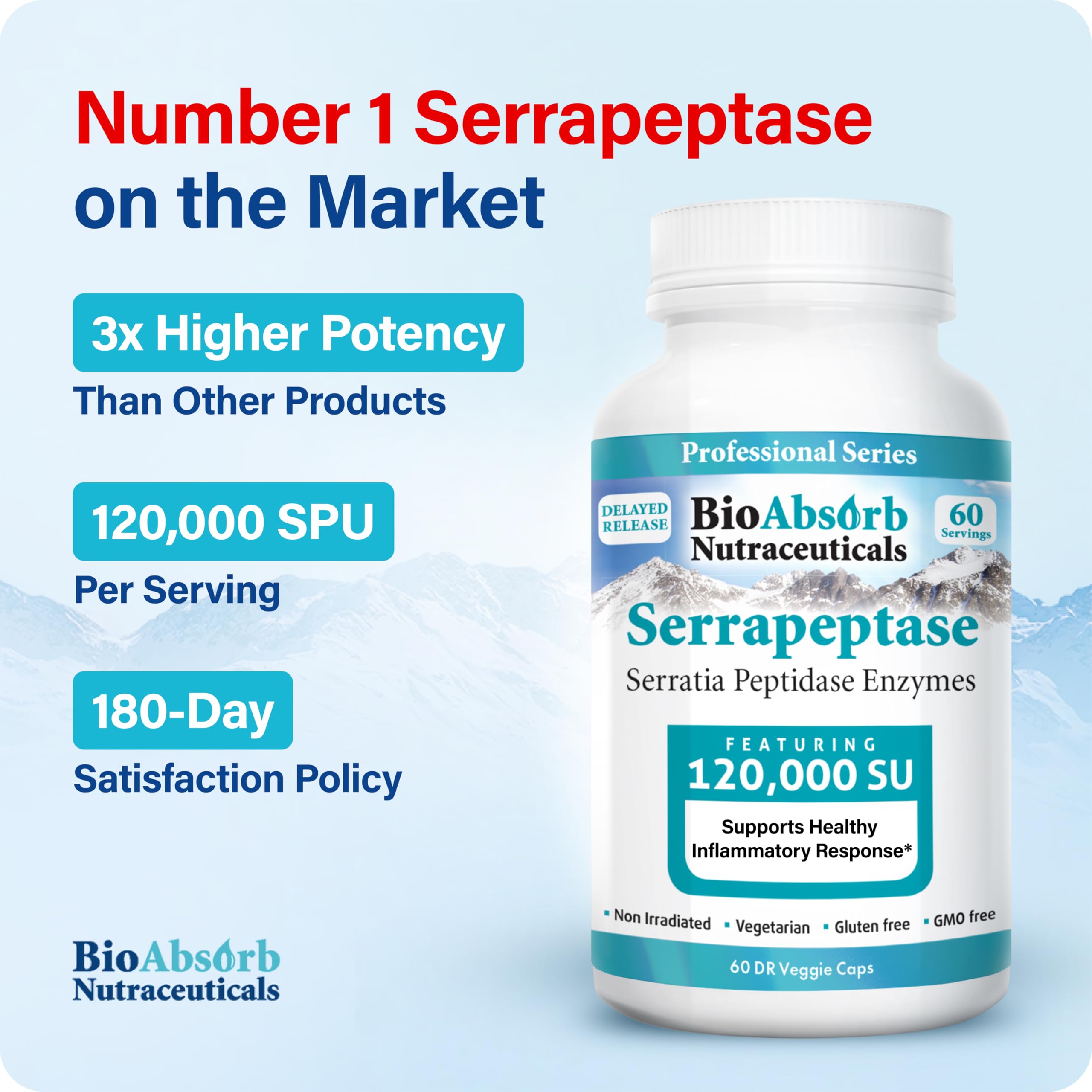 Close-up of Serrapeptase capsules indicating delayed-release capsules for better absorption