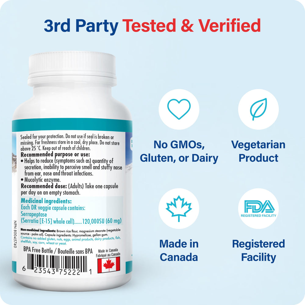 Ingredient graphic showcases natural proteolytic enzyme Serrapeptase