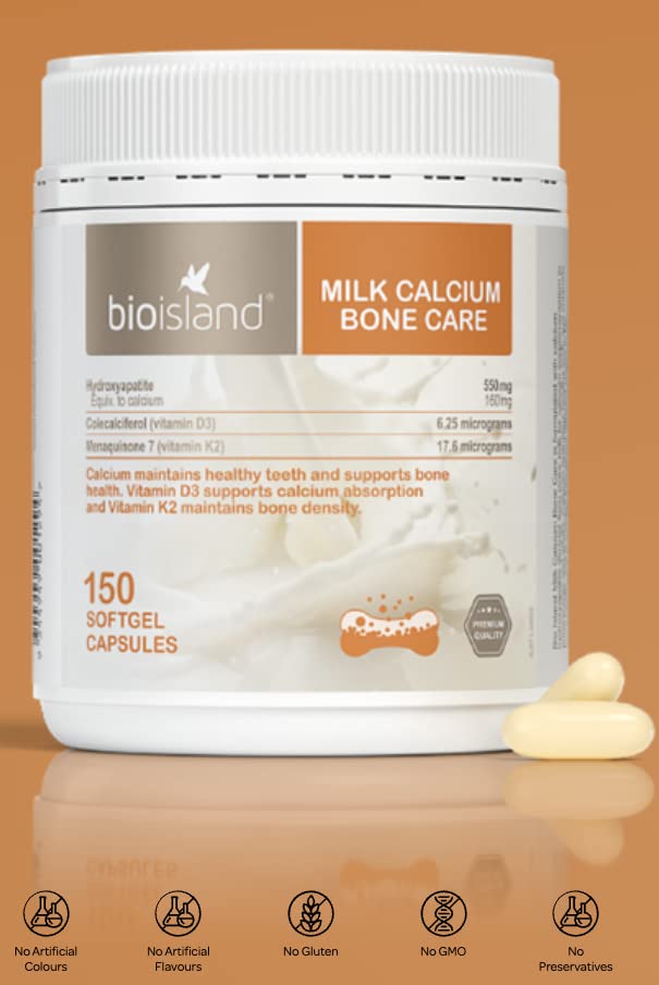 Bio Island Milk Calcium with K2 supports bone density across ages