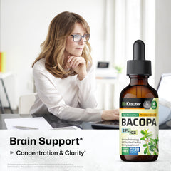 BIO KRAUTER Bacopa Monnieri drops pour into water for easy use.