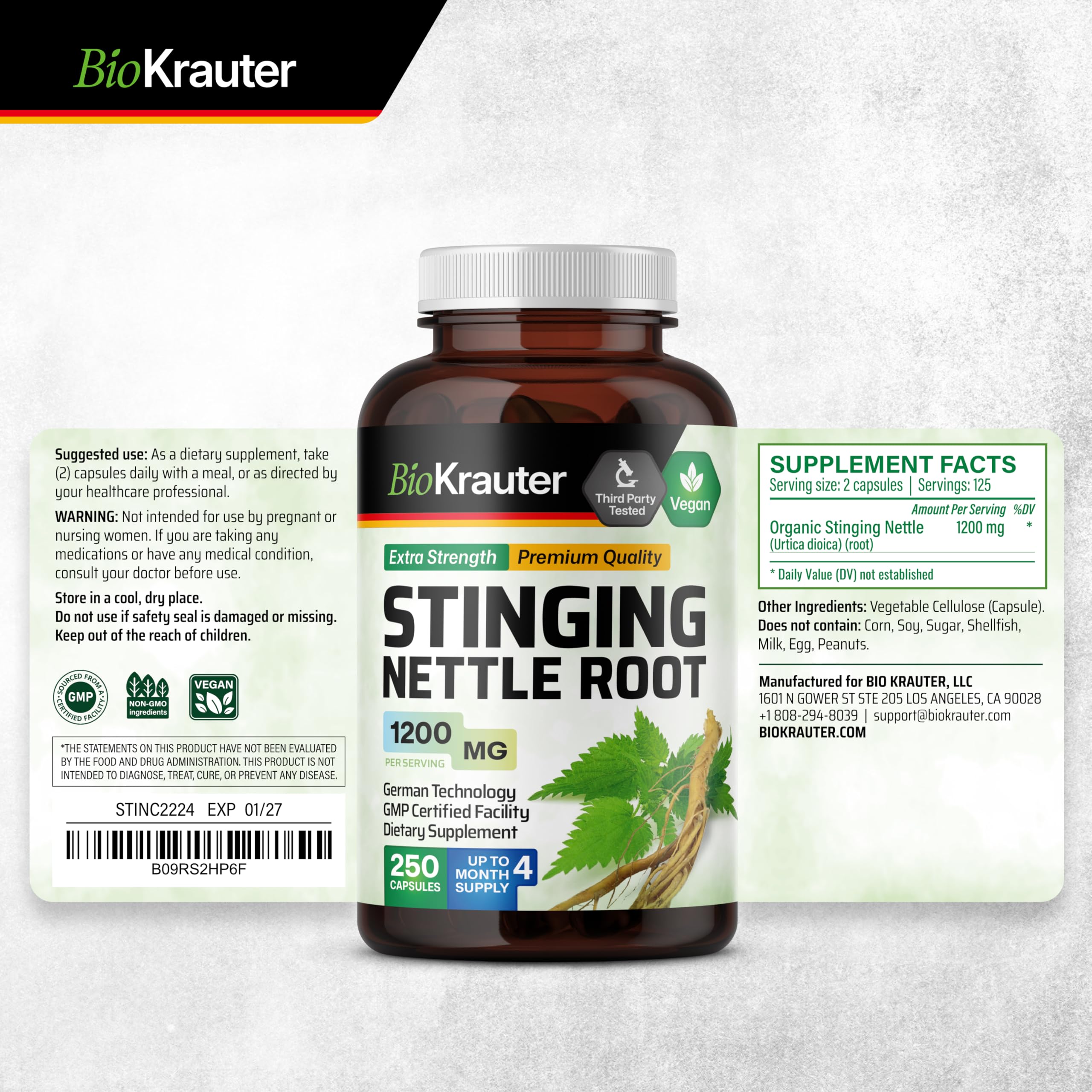 BIO KRAUTER capsules held in hand for scale and convenient dosage
