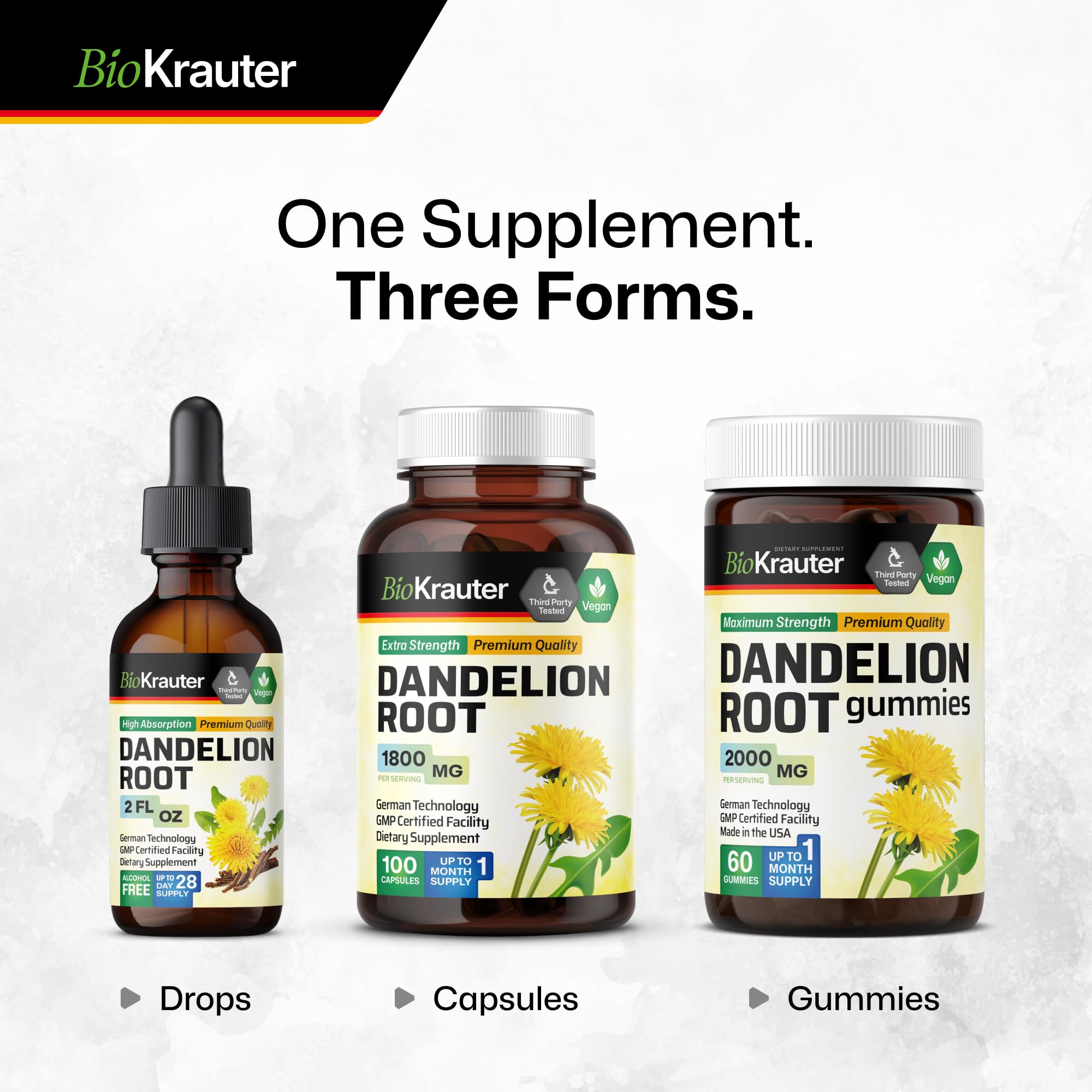 BIO KRAUTER 84 servings per two-ounce bottle for daily use.