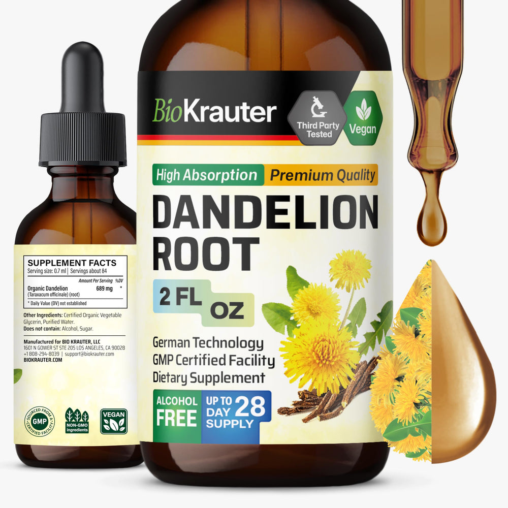 BIO KRAUTER Dandelion Root Extract bottle for daily liver support.