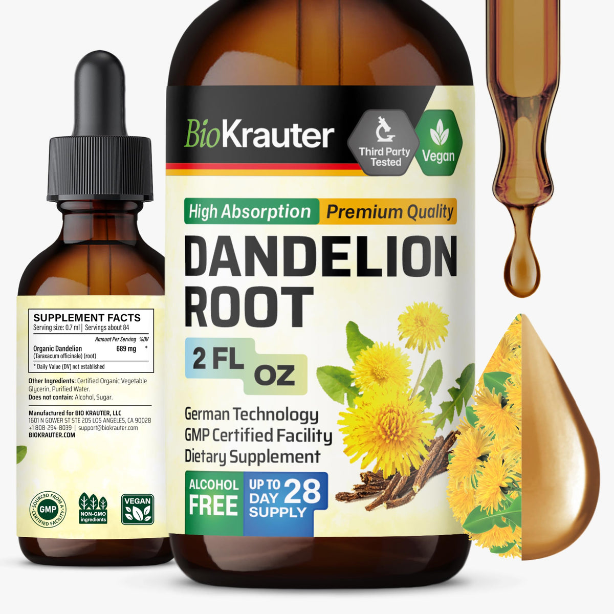BIO KRAUTER Dandelion Root Extract bottle for daily liver support.