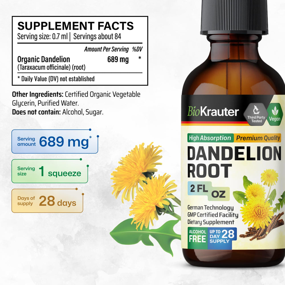 BIO KRAUTER dropper dispensing dandelion tincture.