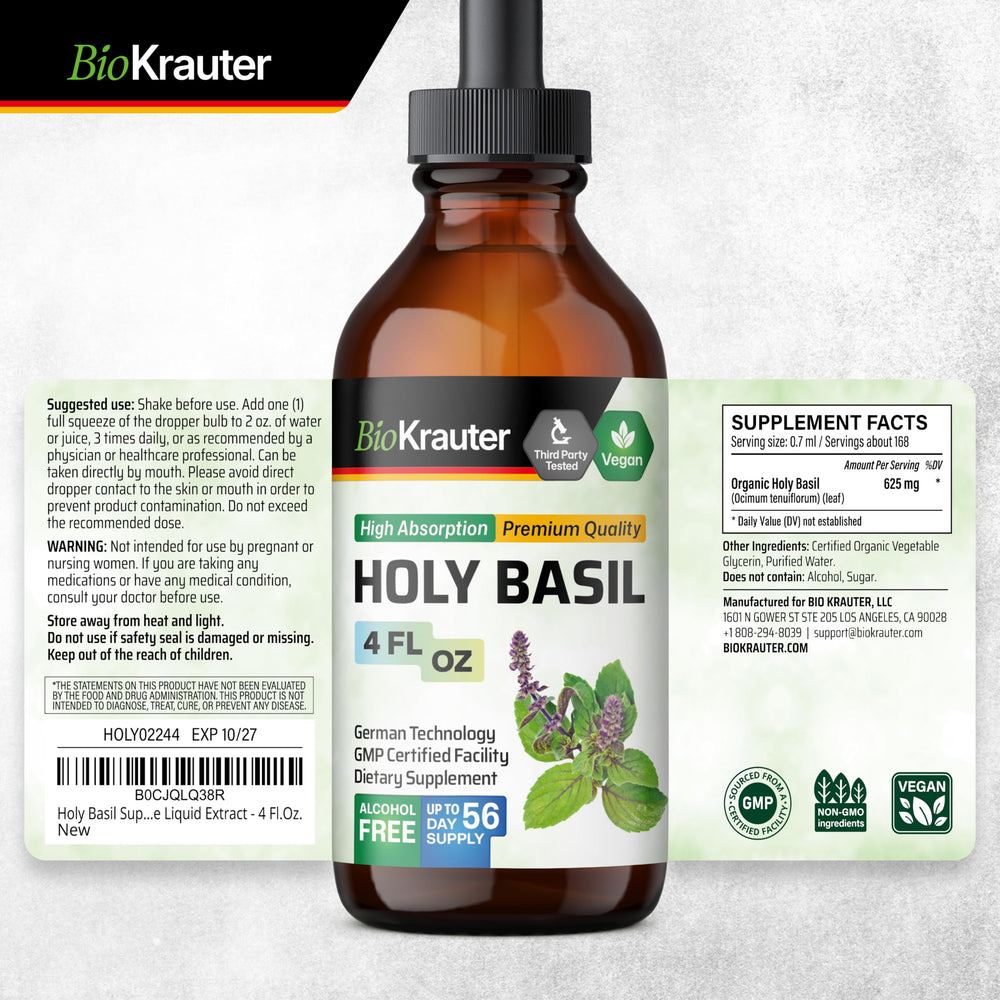 BIO KRAUTER glass with tincture drops shows convenient daily use