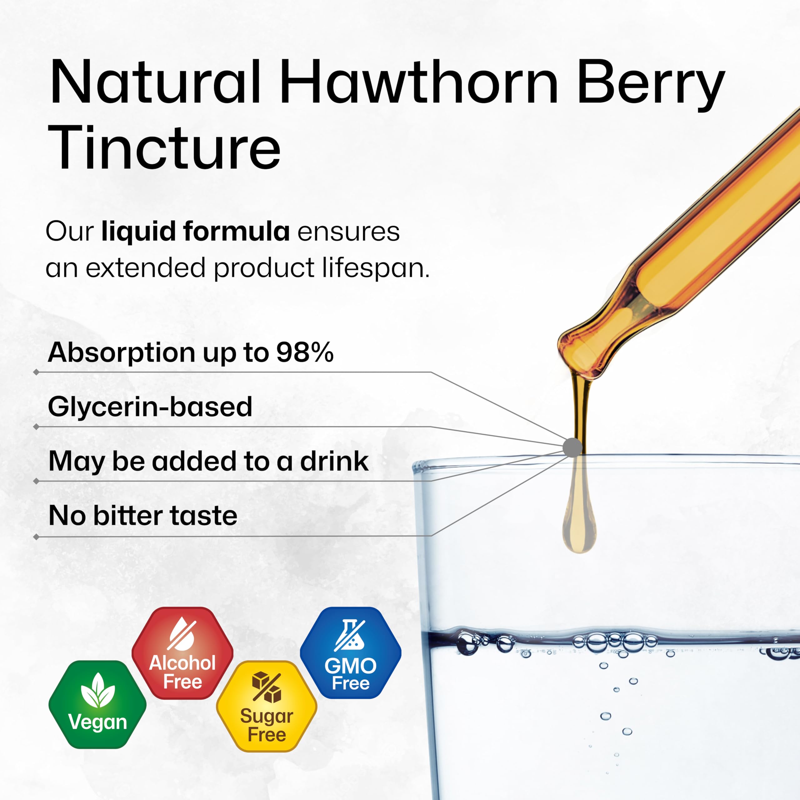Three-ingredient formula: water glycerin and hawthorn extract