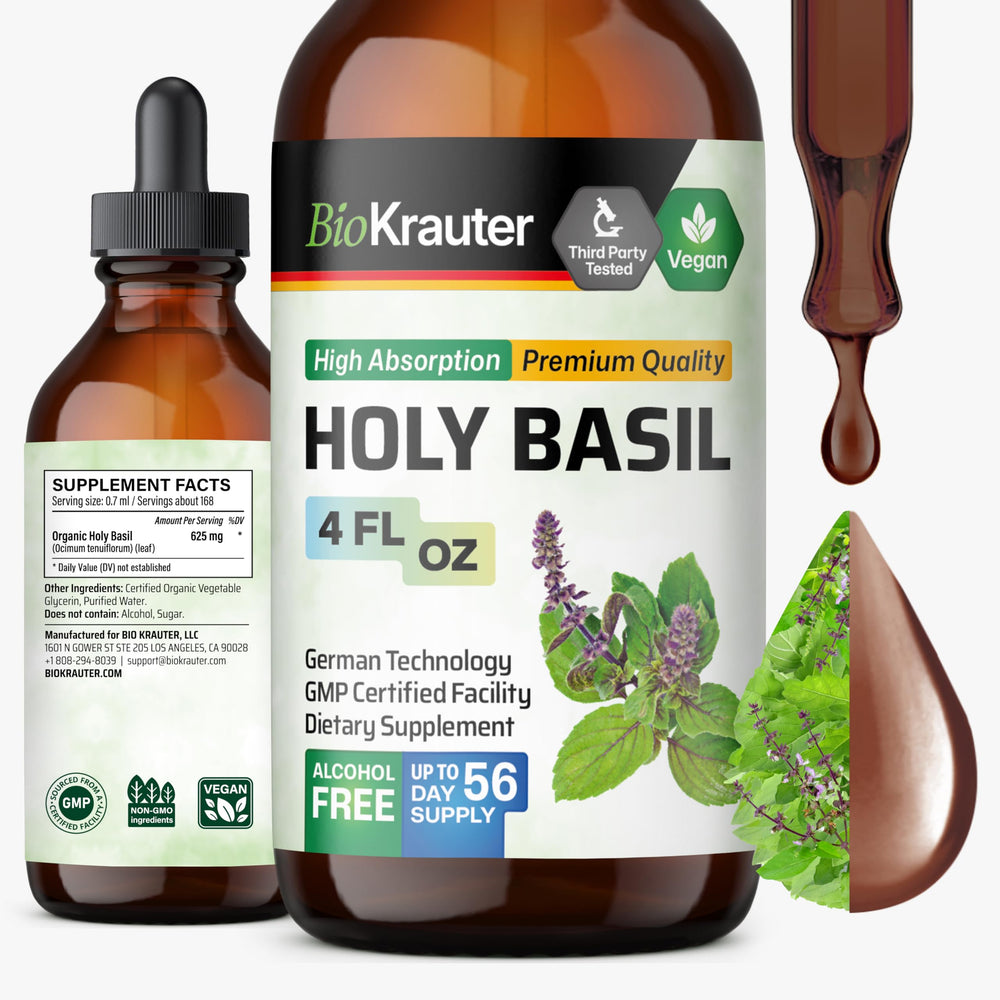 BIO KRAUTER Holy Basil Tincture bottle for calm mood support