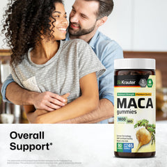 BioKrauter maca gummy texture close-up highlighting natural banana flavor.