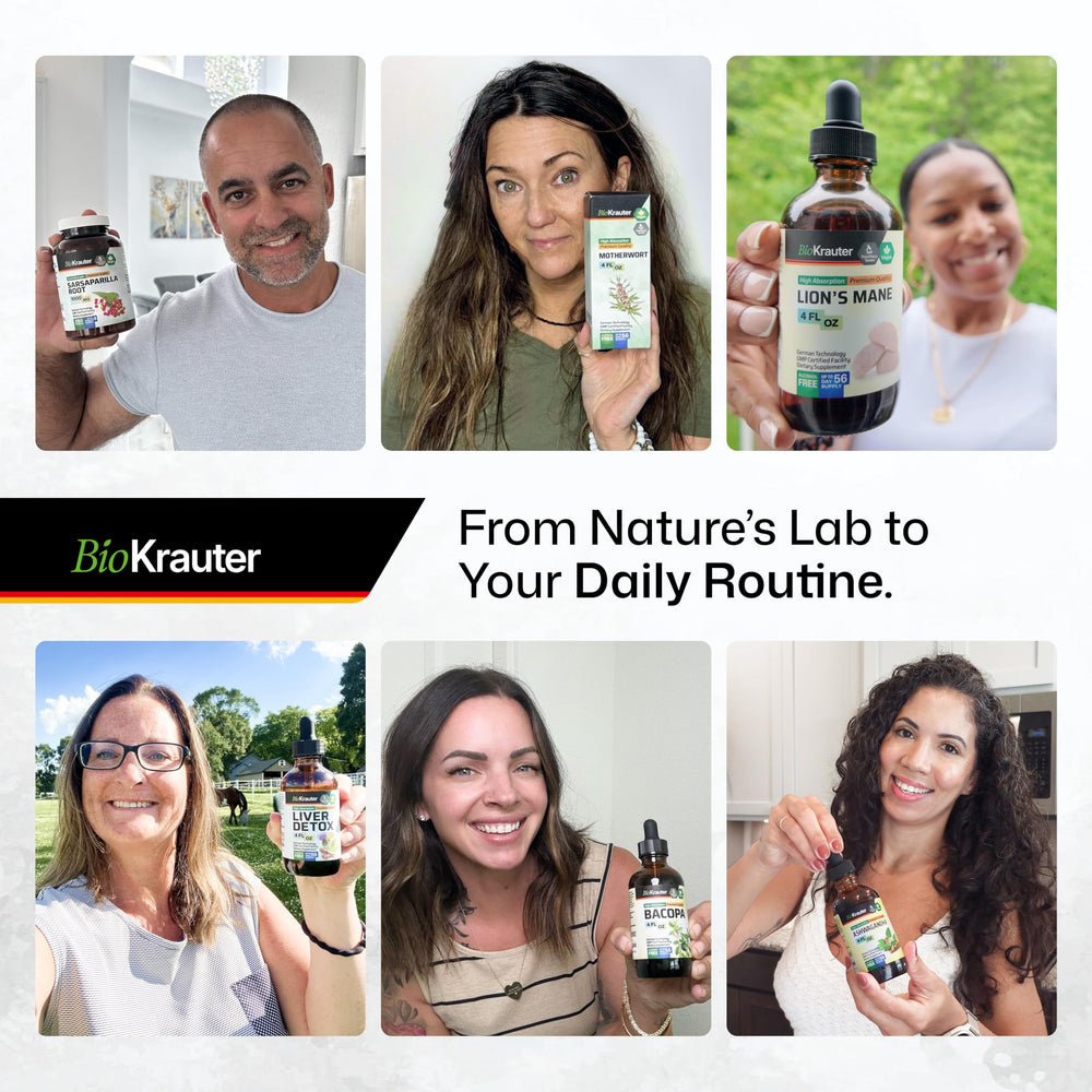 BIO KRAUTER mood-support scene with morning routine using tincture